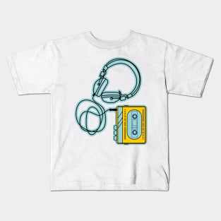 70's yellow cassette player Kids T-Shirt